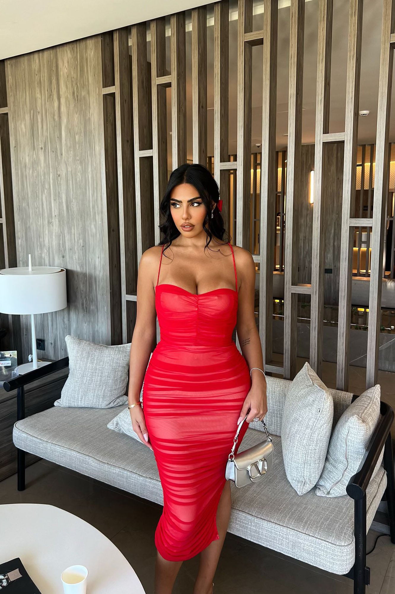 Life After Love Mesh Midi Dress - Red - Image 5