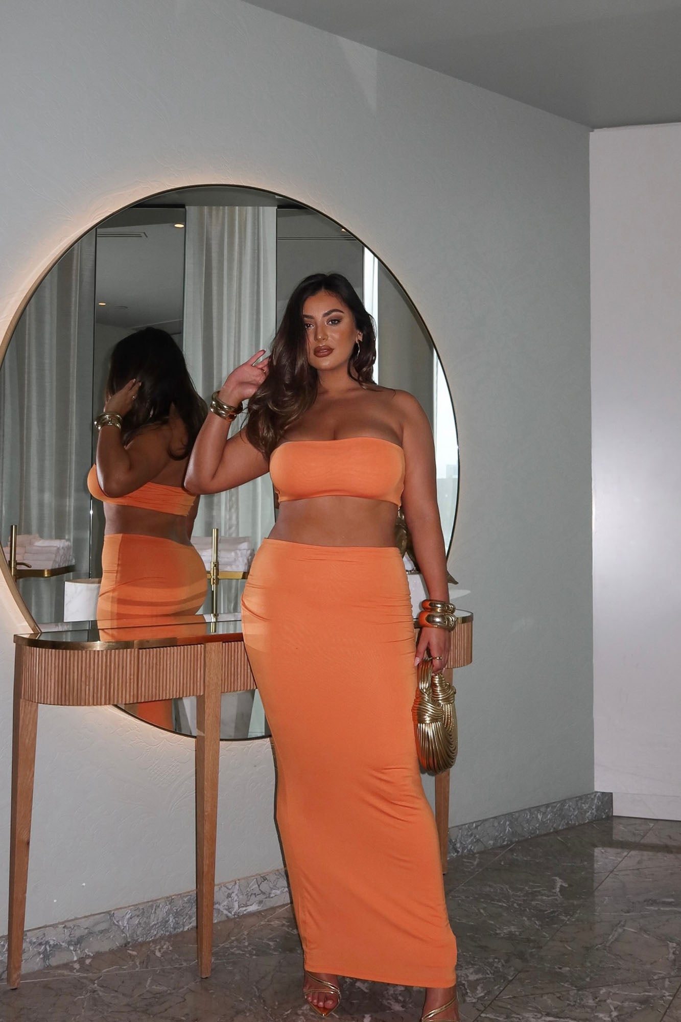 Another Time Double Lined Skirt Set - Orange - Image 8