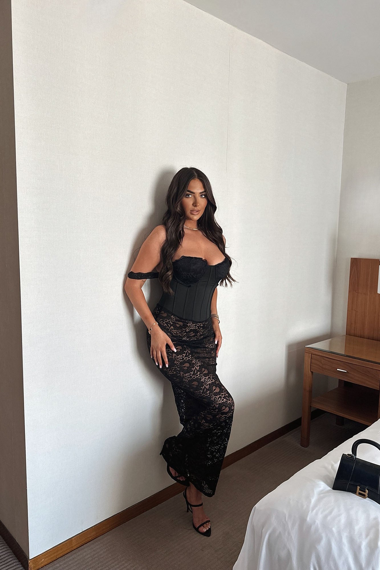 You're Mine Lace Maxi Dress - Black - Image 5