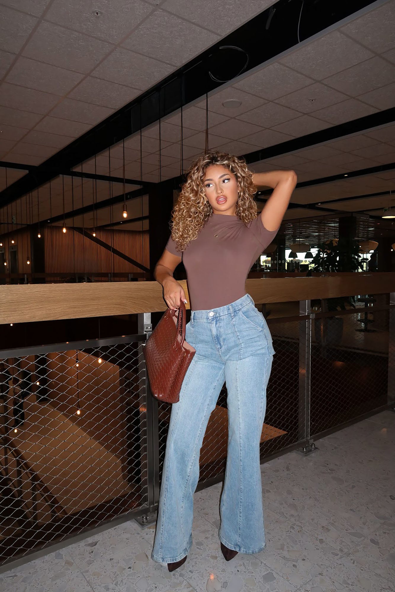 High Value Wide Leg Trouser Jeans - Light Wash - Image 4