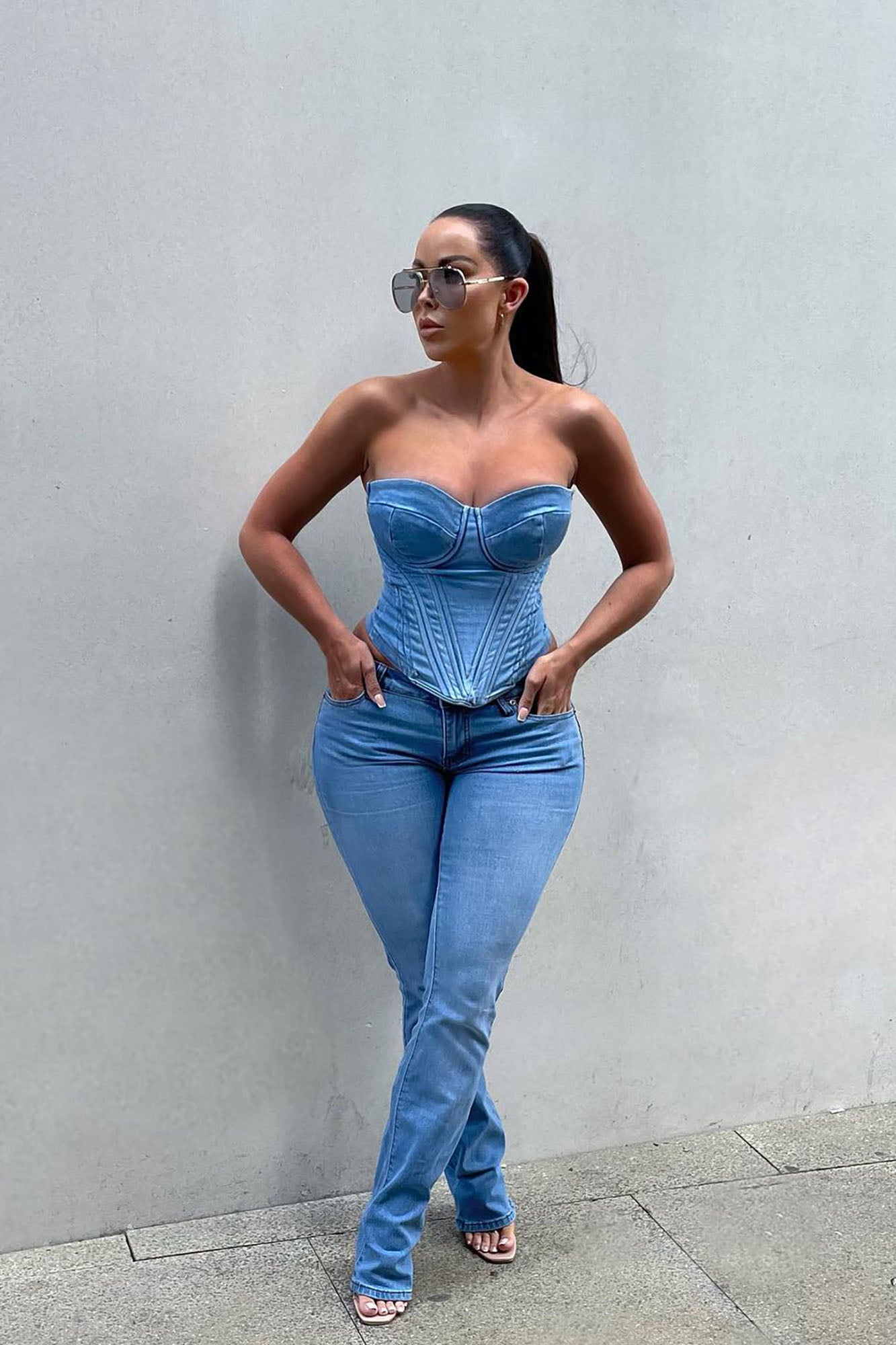 Bae For Tonight Denim Corset Top - Medium Wash - Image 5