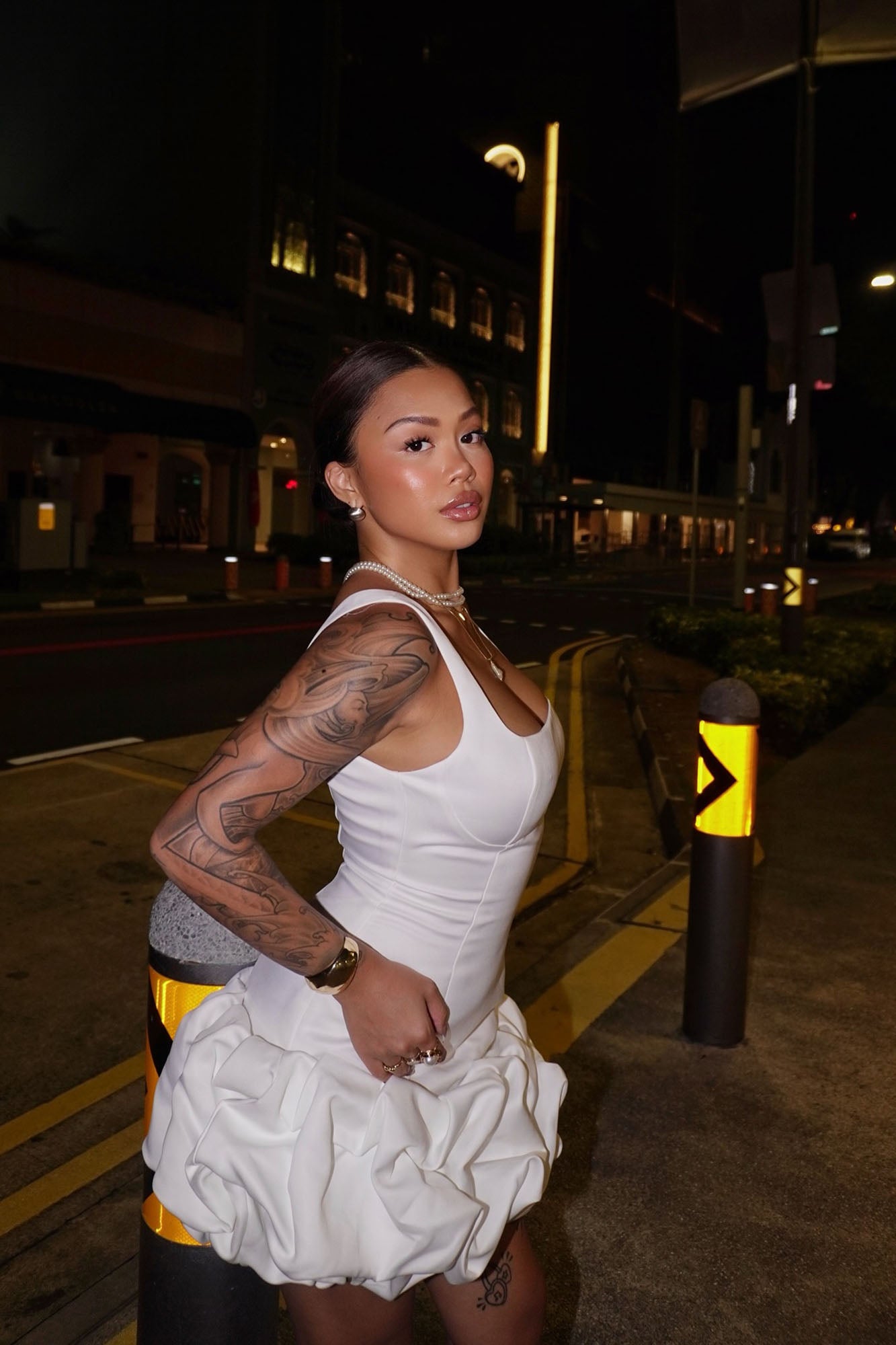 Sienna Satin Mini Dress - White - Image 7