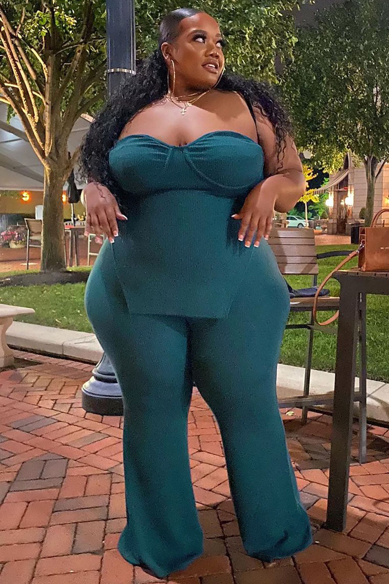 Call My Name Ribbed Pant Set - Hunter - Image 7