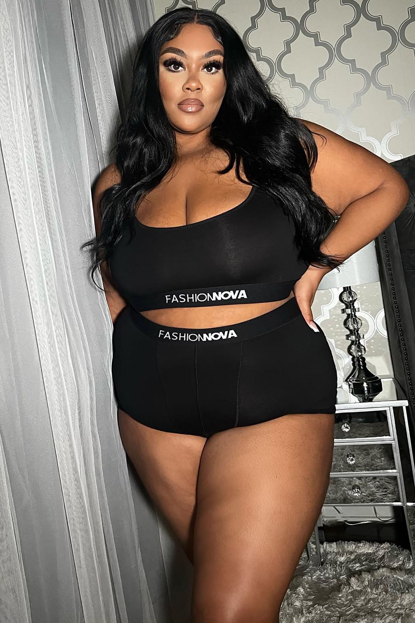 FN Mood Cami And Boxer Set - Black - Image 9