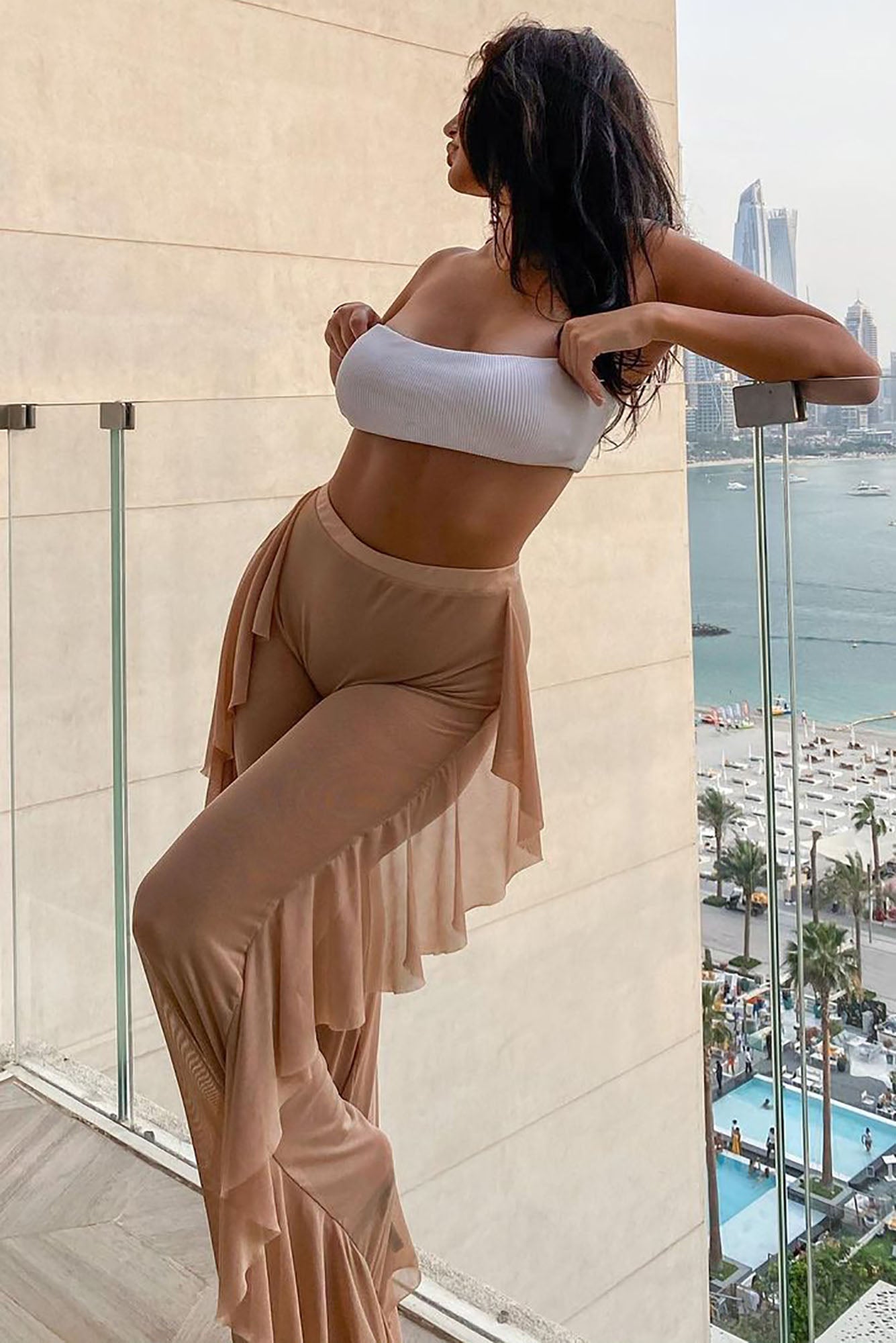 Sunshine See Through Cover Up Pant - Mocha - Image 3