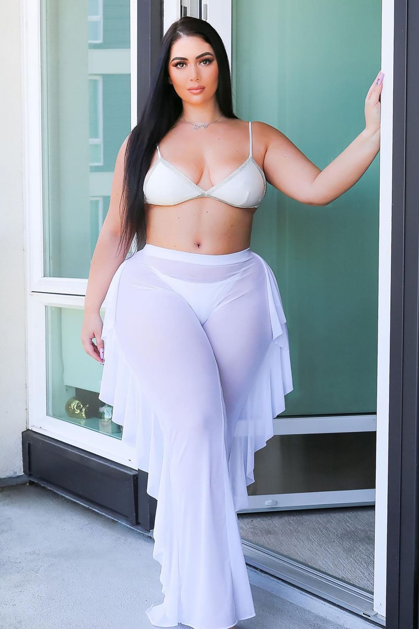 Sunshine See Through Cover Up Pant - White - Image 7