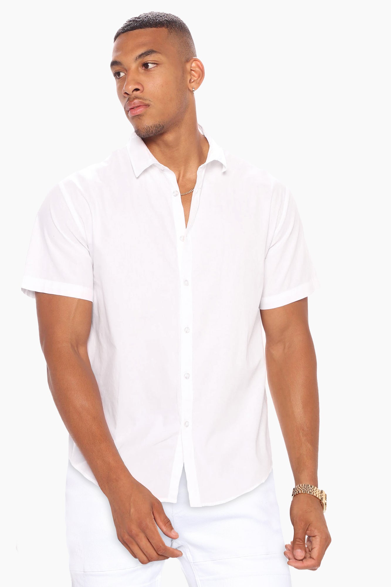 Ryland Short Sleeve Button Up Shirt - White - Image 7
